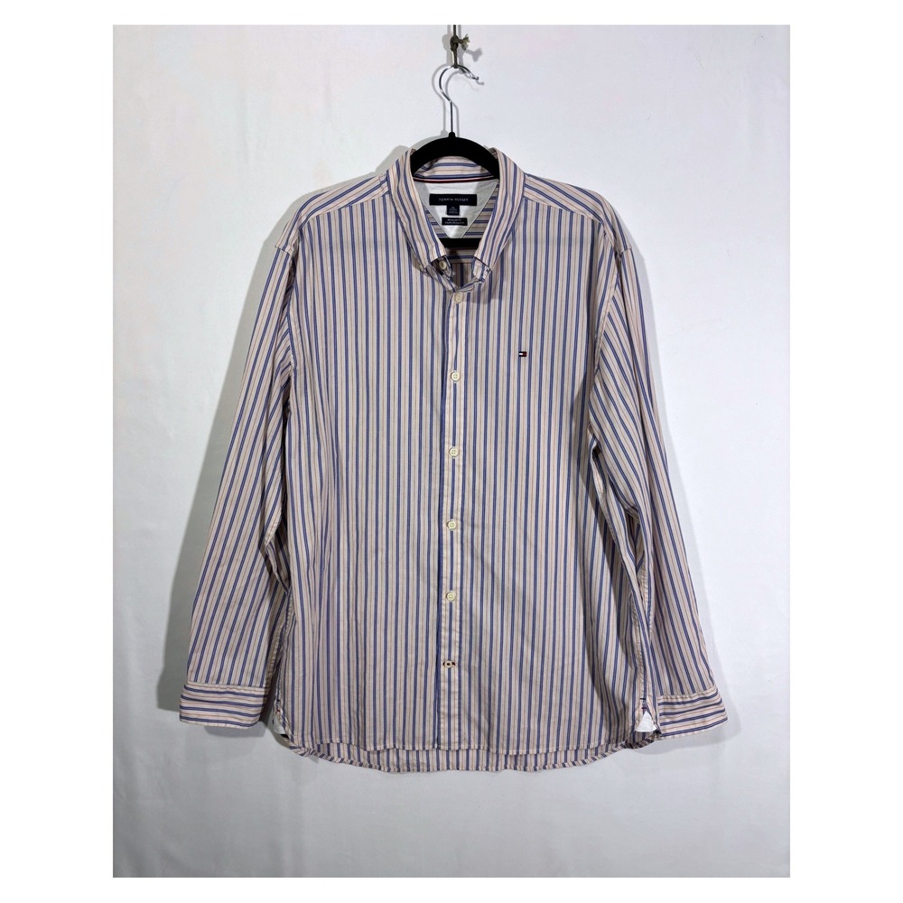 Classic Minimalist Preppy Tommy Hilfiger Button Down Shirt Mens XL Striped